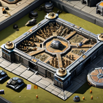 ** A Top War player's base at level 25, overflowing with rare unit fragments, symbolizing success and strategic base development. Focus on a sense of accomplishment and reward.

**