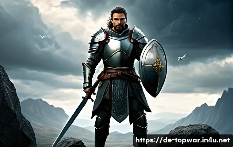 top war 영웅 포인트 최적화 - A dynamic fantasy battle scene featuring a versatile hero clad in detailed armor with a balanced mix...