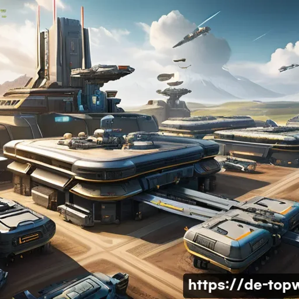 top war 유저 리뷰 및 평가 - A highly detailed scene of a futuristic military base under strategic development, showing interconn...
